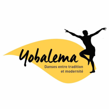Logo jaune Yobalema, avec sous titrage "Danses entre tradition et modernité"